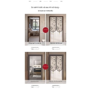 Rèm cửa phong cách Trung Quốc, ngăn muỗi, ren cao cấp cho phòng ngủ/phòng tắm, kèm Velcro và thanh treo