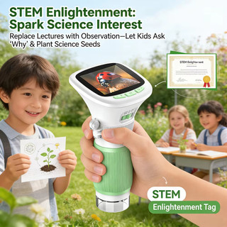 Kính hiển vi cầm tay trẻ em 200X-1000X Độ phóng đại 1MP HD Ảnh / Video 8 đèn LED Đồ chơi khoa học STEM dành cho trẻ em khám phá