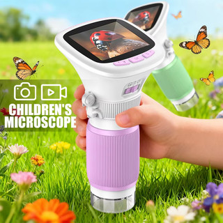 Kính hiển vi cầm tay trẻ em 200X-1000X Độ phóng đại 1MP HD Ảnh / Video 8 đèn LED Đồ chơi khoa học STEM dành cho trẻ em khám phá