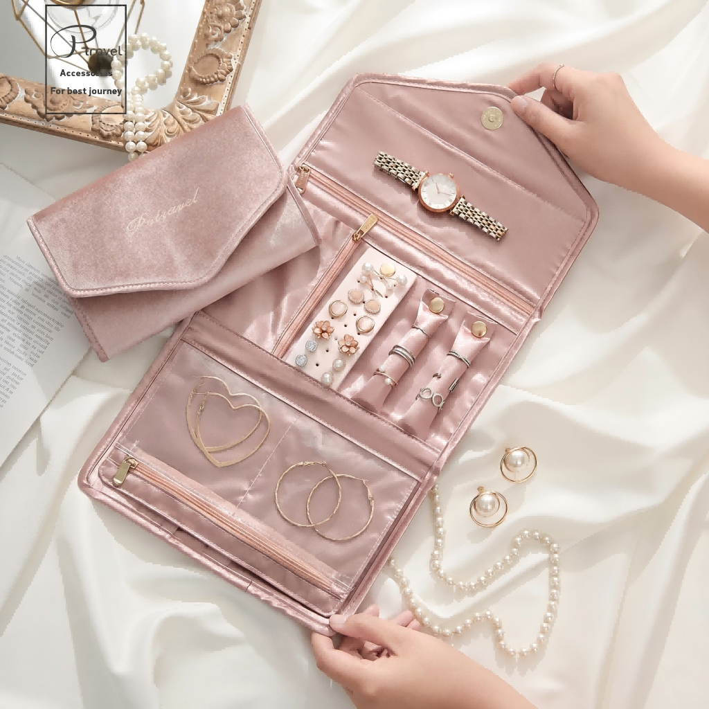 Trang Sức Người Tổ Chức Cuộn Lên Túi Du Lịch Di Động Hộp Đựng Trang Sức Cho Vòng Tay Vòng Cổ Bông Tai Hiển Thị Túi Bảo Quản