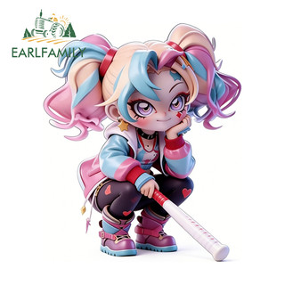 EARLFAMILY 13cm Harley Quinn Phim Hoạt Hình 3D Dán Xe Hơi Chống Trầy Xước Chống Thấm Nước Thời Trang Vinyl Đề Can Thích Hợp Cho Xe Máy Đàn Guitar Hành Lý Laptop