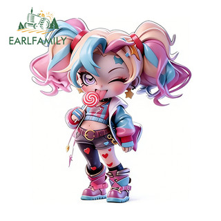 EARLFAMILY 13cm Harley Quinn Phim Hoạt Hình 3D Dán Xe Hơi Chống Trầy Xước Chống Thấm Nước Thời Trang Vinyl Đề Can Thích Hợp Cho Xe Máy Đàn Guitar Hành Lý Laptop