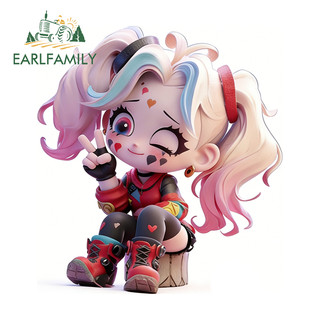 EARLFAMILY 13cm Harley Quinn Phim Hoạt Hình 3D Dán Xe Hơi Chống Trầy Xước Chống Thấm Nước Thời Trang Vinyl Đề Can Thích Hợp Cho Xe Máy Đàn Guitar Hành Lý Laptop