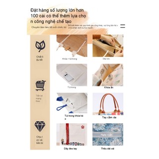 Túi Tote vải hoa bướm nhiều ngăn dung tích lớn 36x31x19cm 220g, quà lưu niệm nữ, sẵn hàng, giao nhanh