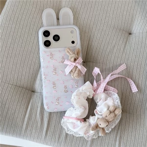 IPhone 17 Pro Max Họa tiết thỏ tai ba chiều có họa tiết hoa Vỏ điện thoại chất liệu TPU