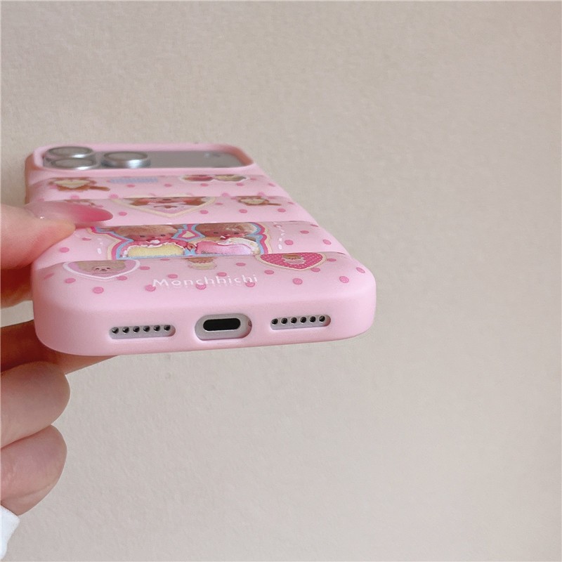 IPhone 17 Pro Max Họa tiết hoạt hình hình chấm tai ba chiều có họa tiết hoa Vỏ điện thoại chất liệu TPU