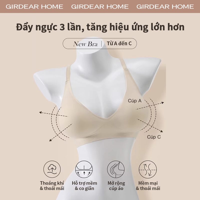 Girdear Home Áo Ngực Nữ Ngực Nhỏ Đẩy Lên Trông To Hơn Đệm Dày Không Đường May Lưng Trần Vô Hình Dành Cho Ngực Xa Nhiều Cách Mặc Mùa Hè,7631FG05