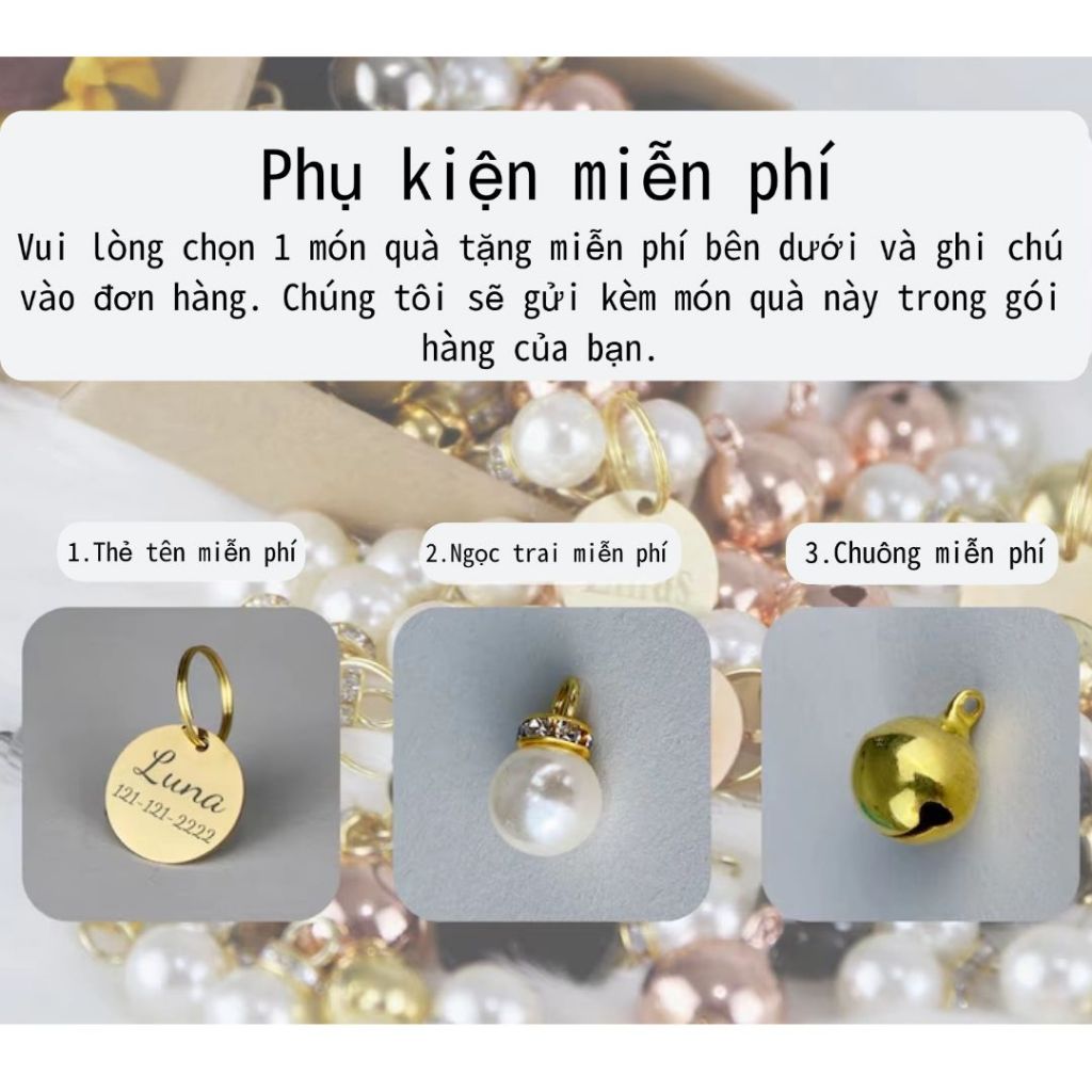 Vòng cổ mềm cho thú cưng khắc tên, kèm thẻ thú cưng miễn phí