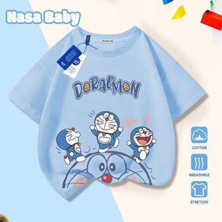 Áo thun tay ngắn in hình Doraemon của NASA, chất liệu cotton thoáng khí, giao hàng trong 24 giờ.