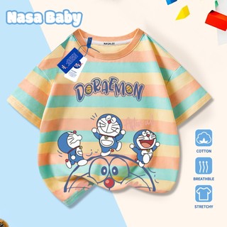 Áo thun tay ngắn in hình Doraemon của NASA, chất liệu cotton thoáng khí, giao hàng trong 24 giờ.