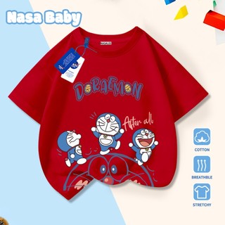 Áo thun tay ngắn in hình Doraemon của NASA, chất liệu cotton thoáng khí, giao hàng trong 24 giờ.