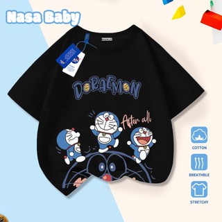 Áo thun tay ngắn in hình Doraemon của NASA, chất liệu cotton thoáng khí, giao hàng trong 24 giờ.