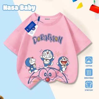 Áo thun tay ngắn in hình Doraemon của NASA, chất liệu cotton thoáng khí, giao hàng trong 24 giờ.