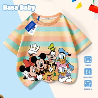 Áo thun tay ngắn in hình hoạt hình Disney của NASA, đồ trẻ em, chất liệu cotton thoáng khí, giao hàng trong 24 giờ.