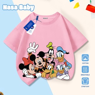 Áo thun tay ngắn in hình hoạt hình Disney của NASA, đồ trẻ em, chất liệu cotton thoáng khí, giao hàng trong 24 giờ.