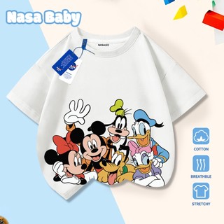 Áo thun tay ngắn in hình hoạt hình Disney của NASA, đồ trẻ em, chất liệu cotton thoáng khí, giao hàng trong 24 giờ.