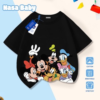 Áo thun tay ngắn in hình hoạt hình Disney của NASA, đồ trẻ em, chất liệu cotton thoáng khí, giao hàng trong 24 giờ.