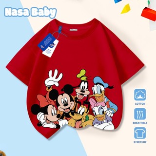 Áo thun tay ngắn in hình hoạt hình Disney của NASA, đồ trẻ em, chất liệu cotton thoáng khí, giao hàng trong 24 giờ.