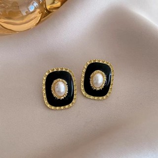 Phong Cách Phương Tây Bông Tai Chữ Nữ Phong Cách Mới Hợp Thời Trang Thiết Kế Niche Cảm Thấy Màu Đen Cao Cấp Ánh Sáng Sang Trọng Tính Khí Bạc Cần