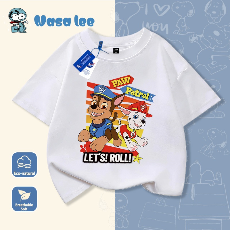 Áo phông ngắn tay NASA xPAW Patrol cho bé trai & bé gái, Cotton 100% thoáng mát, form rộng