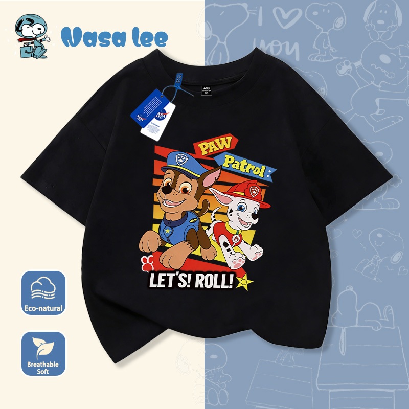 Áo phông ngắn tay NASA xPAW Patrol cho bé trai & bé gái, Cotton 100% thoáng mát, form rộng