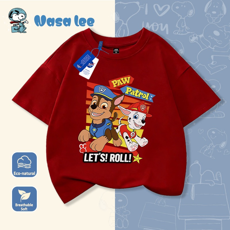 Áo phông ngắn tay NASA xPAW Patrol cho bé trai & bé gái, Cotton 100% thoáng mát, form rộng