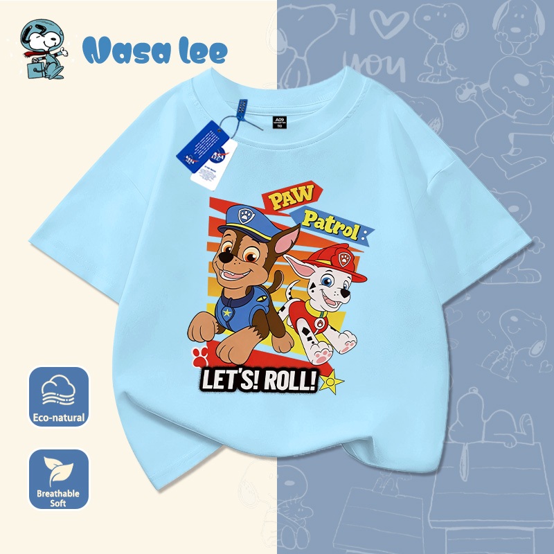 Áo phông ngắn tay NASA xPAW Patrol cho bé trai & bé gái, Cotton 100% thoáng mát, form rộng