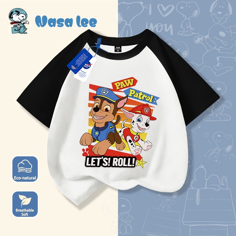 Áo phông ngắn tay NASA xPAW Patrol cho bé trai & bé gái, Cotton 100% thoáng mát, form rộng