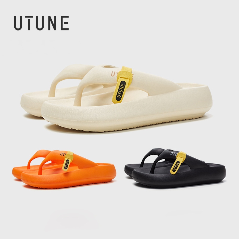 UTUNE Nam Dép Bạc Dép Lật Dép Đế Mềm Màu Sáng Đế Dày Chống Trơn Trượt Cao Su Đi Biển Trượt Cho Nữ 2025 Mới