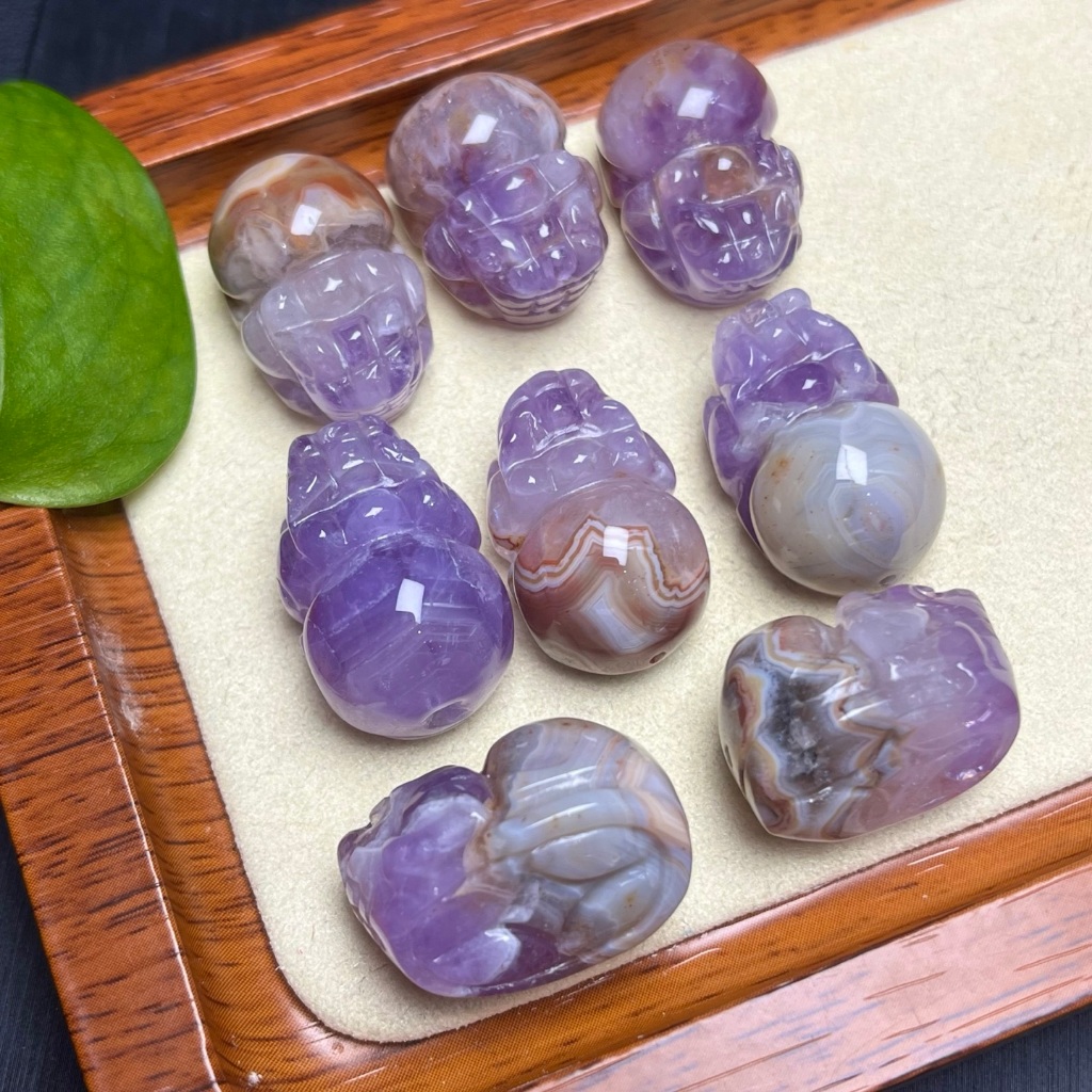 Phụ Kiện Mã Não Pixiu Màu Tím Natural Aurora - Vòng Tay & Mặt Dây Chuyền Holey Design