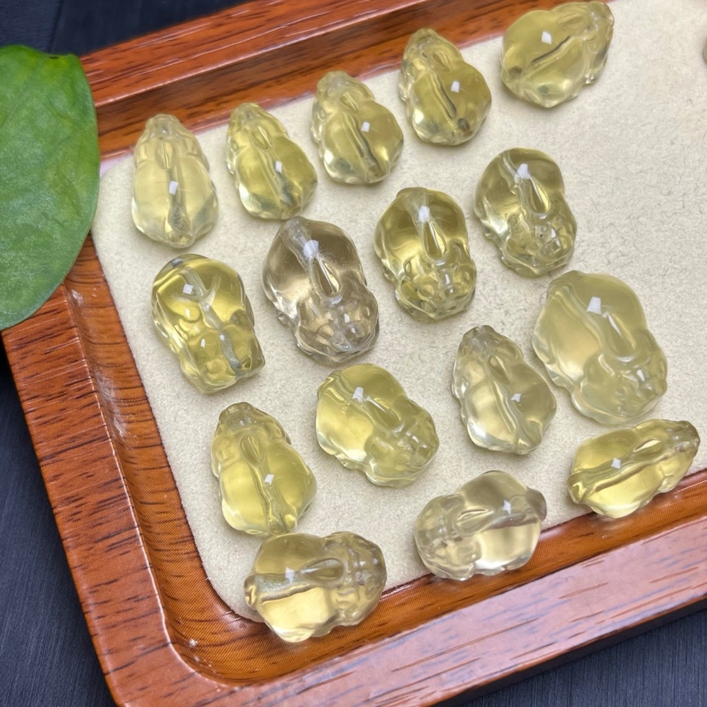 Phụ kiện citrine pixiu tự nhiên - vòng tay và mặt dây chuyền với lỗ thông gió hai đầu