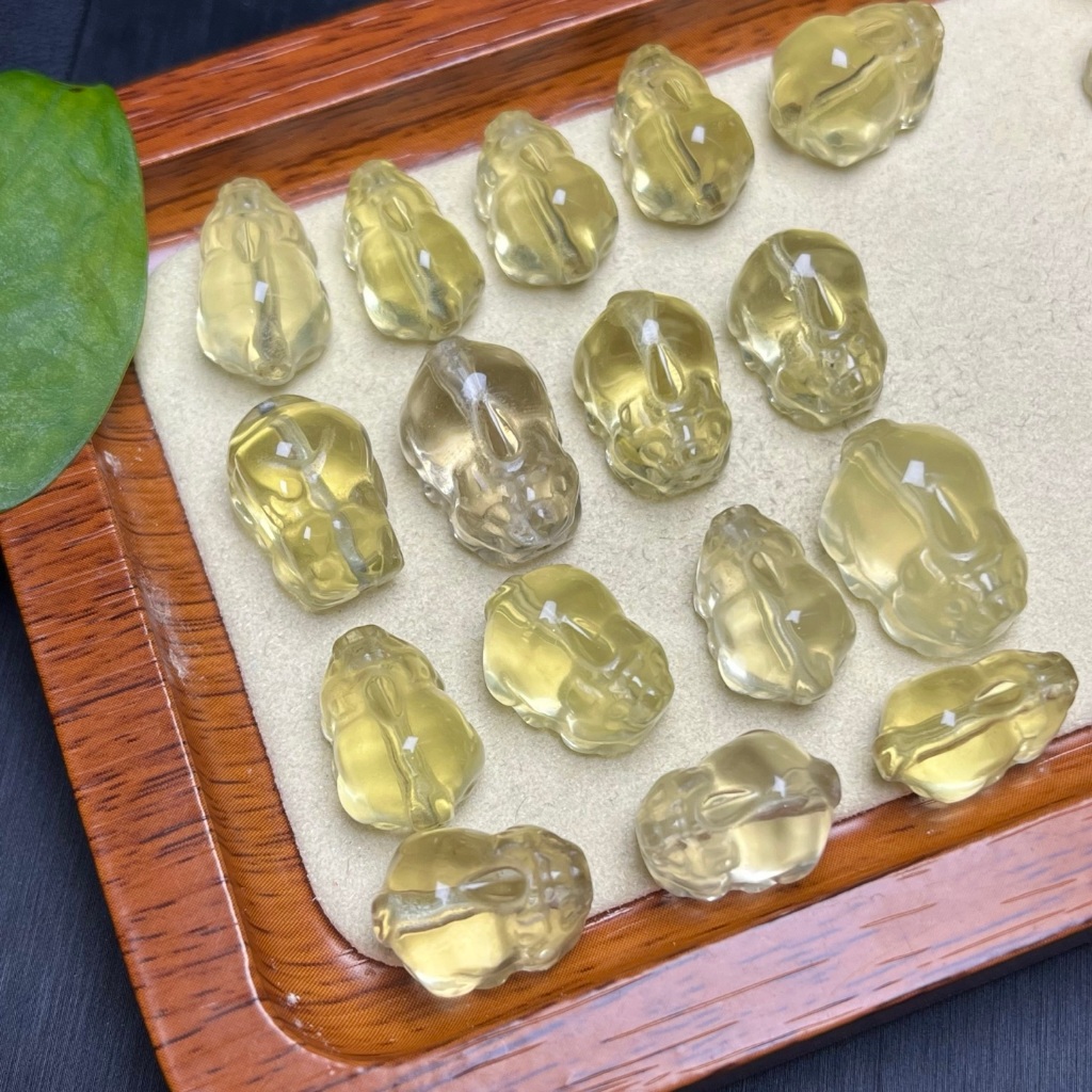 Phụ kiện citrine pixiu tự nhiên - vòng tay và mặt dây chuyền với lỗ thông gió hai đầu