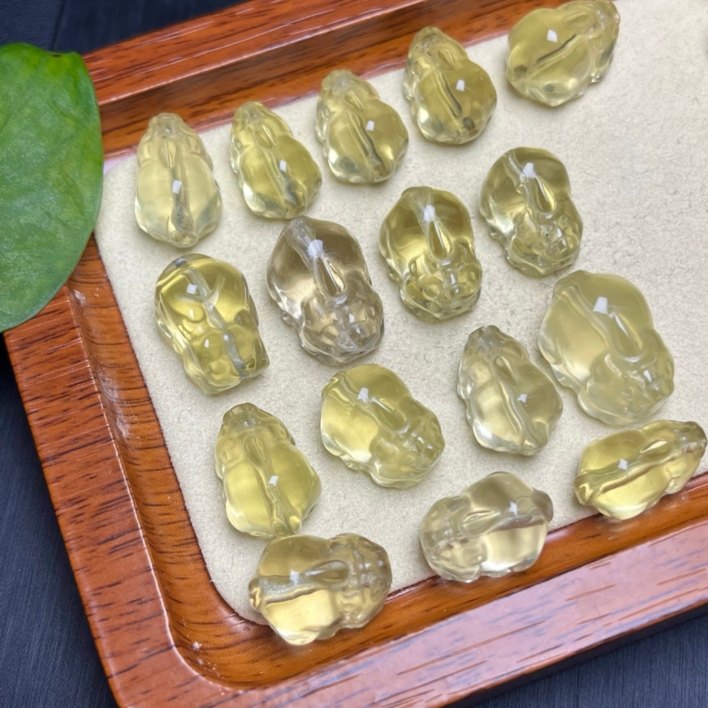 Phụ kiện citrine pixiu tự nhiên - vòng tay và mặt dây chuyền với lỗ thông gió hai đầu