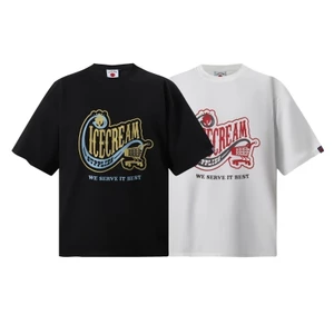 Unisex BBC Phong Cách Chữ Lớn In Logo Cotton Cổ Tròn Áo Thun Quá Khổ