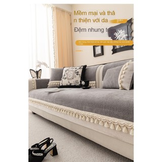 Hàng sẵn có Vận chuyển nhanh Vỏ sofa Chenille Bốn mùa Đệm nội tuyến đa năng Chống trượt Đơn giản Chống mèo Vỏ trầy xước Vải Sofa Đệm Cảm giác cao cấp 01
