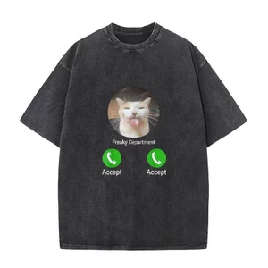 Mèo Meme Đen Ngọ Nghĩnh - Áo Thun Tay Ngắn Vintage Mùa Xuân Hè