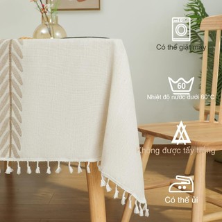 Hàng sẵn có Vận chuyển nhanh 140 * 260cm Khăn trải bàn phong cách mục vụ Hộ gia đình Chống bụi Tua Rua Khăn trải bàn bên tai lúa mì Khăn trải bàn Jacquard Cảm giác cao cấp 01