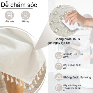 Hàng sẵn có Vận chuyển nhanh 140 * 260cm Khăn trải bàn phong cách mục vụ Hộ gia đình Chống bụi Tua Rua Khăn trải bàn bên tai lúa mì Khăn trải bàn Jacquard Cảm giác cao cấp 01