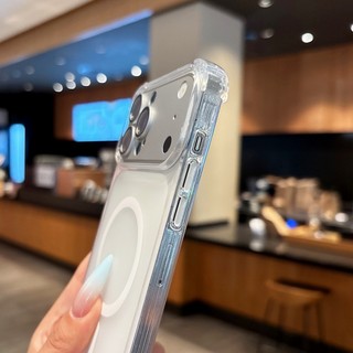 Ốp điện thoại màu cam từ tính bốn góc chống rơi cửa sổ lớn có thể tháo rời thích hợp cho iPhone 11 12 13 14 15 16 17 Pro Max bao gồm tất cả vỏ mềm bán trong suốt