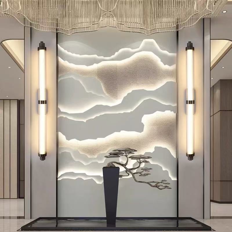 Đèn tường, Đèn treo tường tuyến tính hậu hiện đại (kim loại & thủy tinh) — lý tưởng cho khách sạn, biệt thự và trang trí sảnh