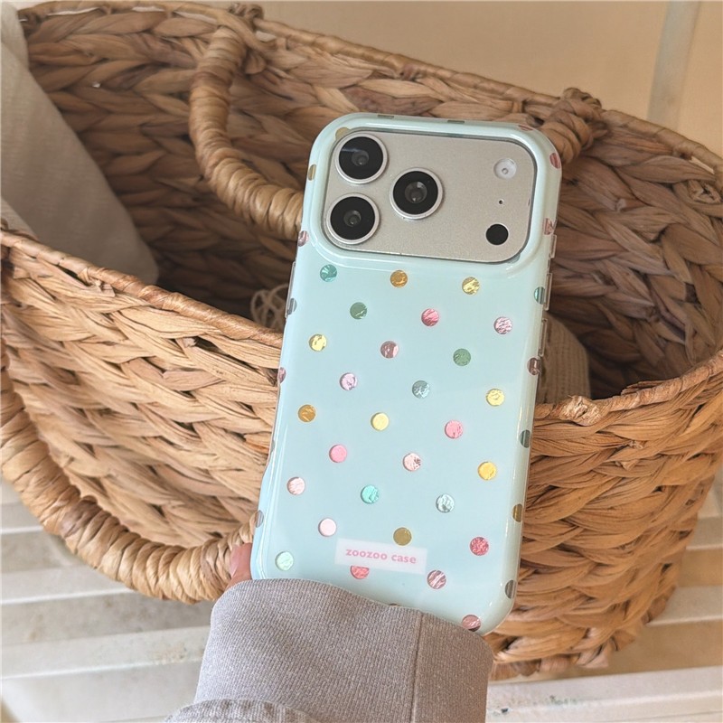 IPhone 17 Pro Max Họa tiết chấm bi đầy màu sắc Chất liệu TPU Vỏ điện thoại xử lý IMD
