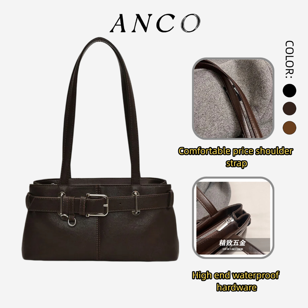 ANCO 2026 Túi đeo vai bằng da Vintage mới Túi du lịch nữ đơn Túi đeo vai công suất lớn