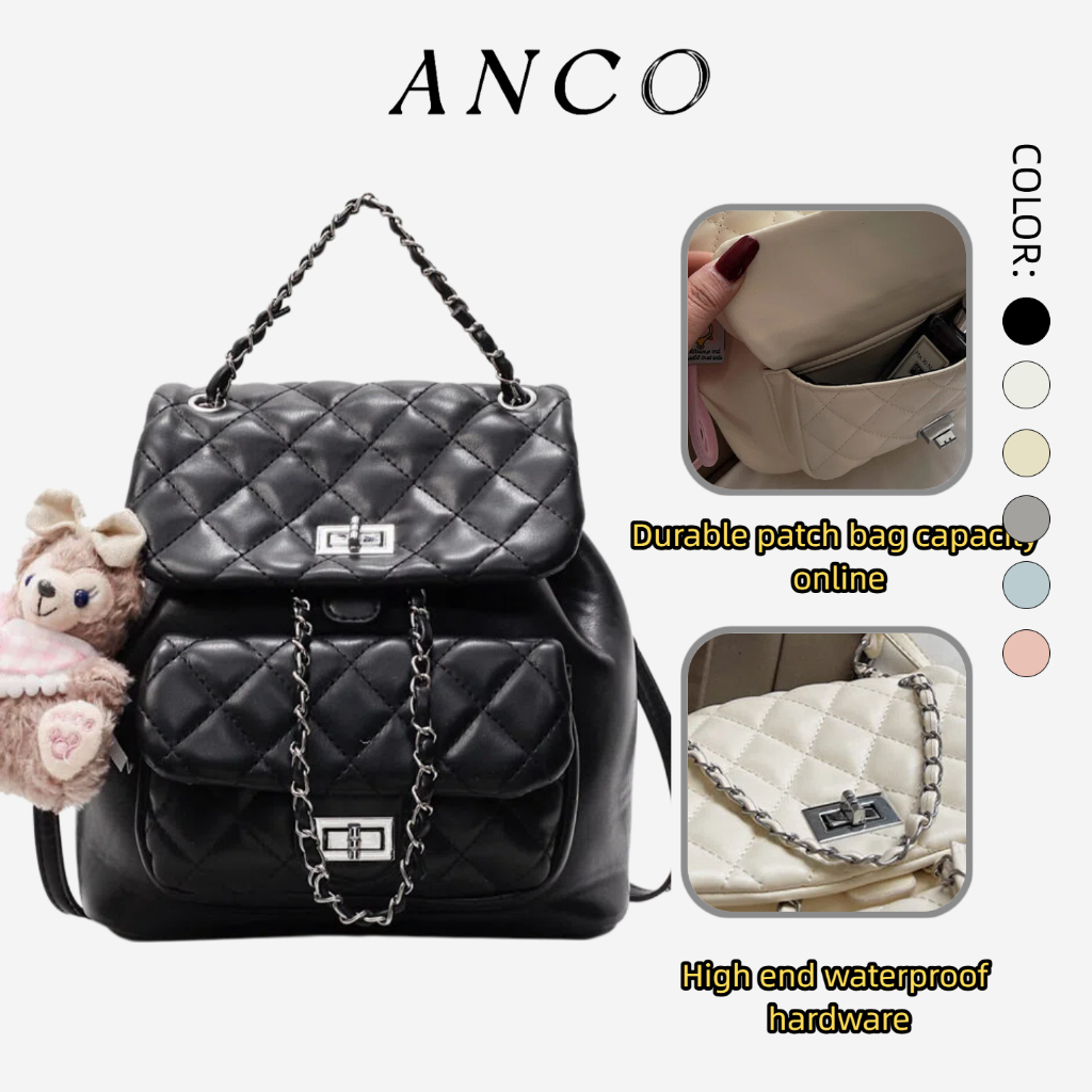 ANCO 2026 Mini Diamond Chain Double Shoulder Ba lô cho bé gái Ba lô trang trí sáng bóng Túi xách vai dễ thương Mini Diamond Chain Ba lô