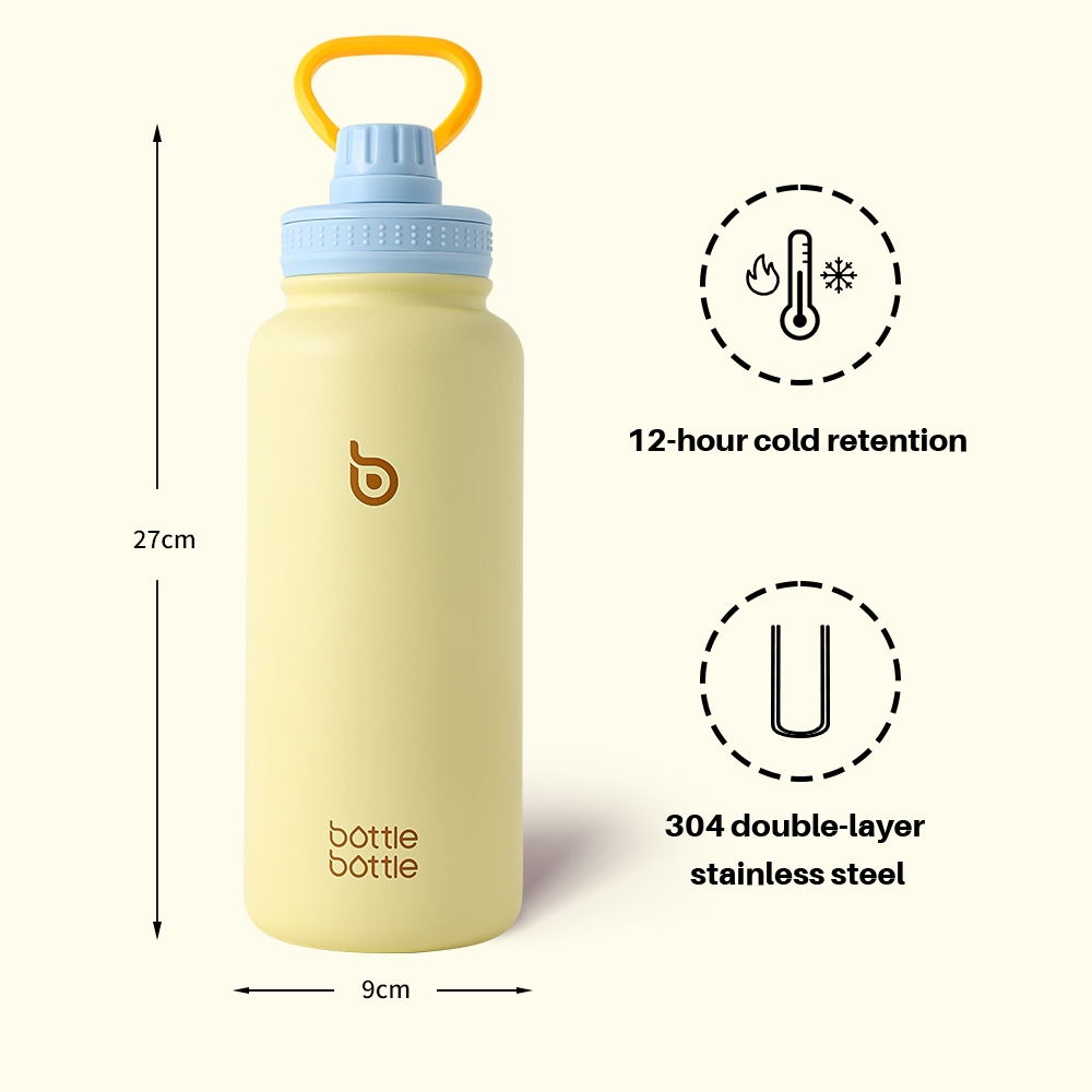 BOTTLE BOTTLE Chai nước miệng rộng 32oz / 950ml có 2 nắp giữ nhiệt độ bằng thép không gỉ bền bỉ, chống rò rỉ | BigBuy360 - bigbuy360.vn