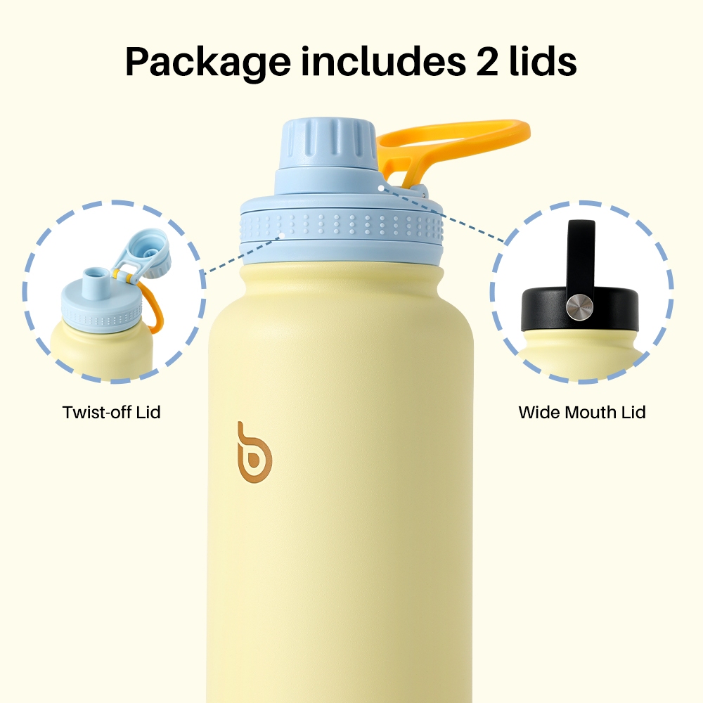 BOTTLE BOTTLE Chai nước miệng rộng 32oz / 950ml có 2 nắp giữ nhiệt độ bằng thép không gỉ bền bỉ, chống rò rỉ | BigBuy360 - bigbuy360.vn