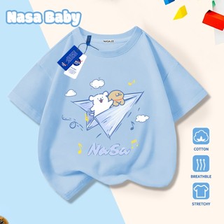 Áo thun NASA cho nam nữ và trẻ em, chất liệu cotton, thoáng mát mùa hè, dễ thương, tay ngắn.
