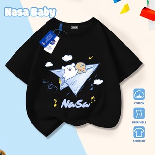 Áo thun NASA cho nam nữ và trẻ em, chất liệu cotton, thoáng mát mùa hè, dễ thương, tay ngắn.