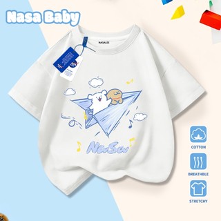 Áo thun NASA cho nam nữ và trẻ em, chất liệu cotton, thoáng mát mùa hè, dễ thương, tay ngắn.