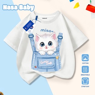 Áo thun NASA cho nam nữ và trẻ em, chất liệu cotton, thoáng mát mùa hè, dễ thương, tay ngắn.