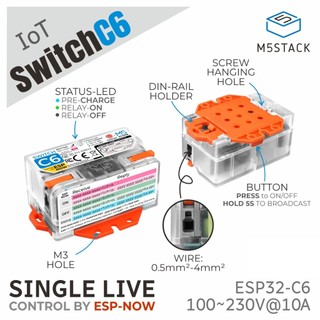 [Cung cấp hàng có sẵn] 1pc M5Stack SwitchC6 IoT IoT Công tắc dây lửa đơn ESP32-C6 Rơle giữ từ tính
